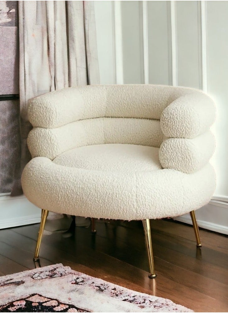 alimforyou Modern design boucle fabric chair with golden legs, size 60*40*70 cm  - Image 2