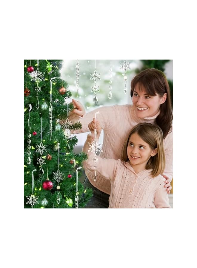 The Bros 18 قطعة زينة كريستالية على شكل ثلج - زينة شجرة عيد الميلاد من الأكريليك معلقة - Image 2