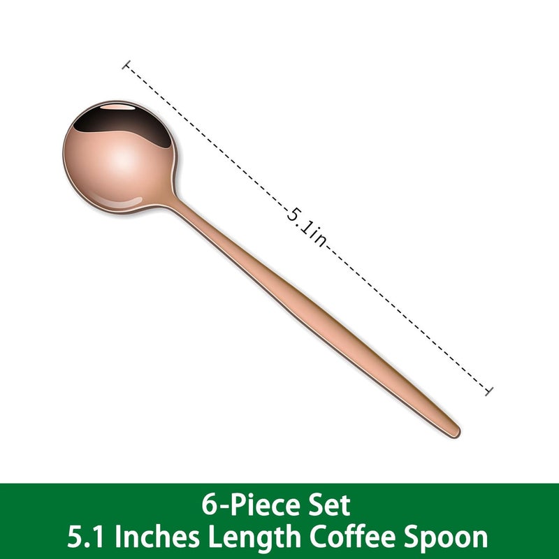 Dehov 5.1Inch Stainless Steel Coffee & Tea Spoons Set,Rose Gold Teaspoon,Small Spoons For Dessert or Tea,Espresso Spoon For Cafe - Image 2