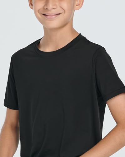 REALESSENTIALS Real Essentials 5 Pack: Youth Dry-Fit Wicking Active Athletic Performance Short Sleeve T-Shirt Boys & Girls Shirts-Set 11,Medium (8-10) - Image 3