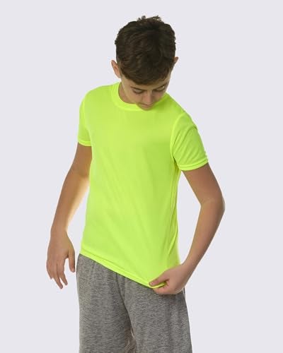 REALESSENTIALS Real Essentials 5 Pack: Youth Dry-Fit Wicking Active Athletic Performance Short Sleeve T-Shirt Boys & Girls Shirts-Set 11,Medium (8-10) - Image 5