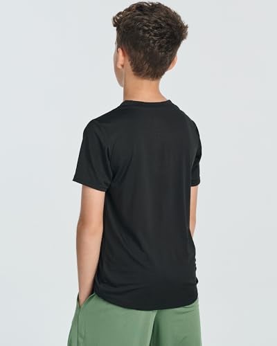 REALESSENTIALS Real Essentials 5 Pack: Youth Dry-Fit Wicking Active Athletic Performance Short Sleeve T-Shirt Boys & Girls Shirts-Set 11,Medium (8-10) - Image 4