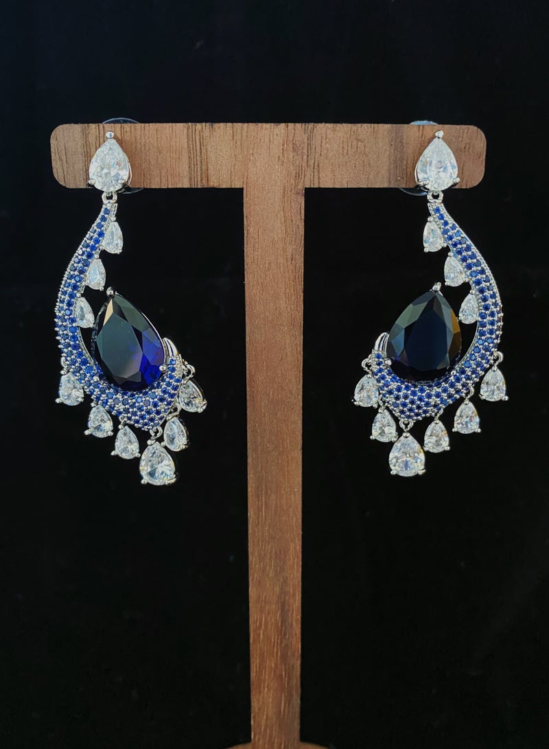 Hanaa 925 Sterling Silver Blue Zicronia Peacock Dangle Earrings with Multiple Rhinestones Gift Box Included for Everyday Wear or Brides  - Image 3