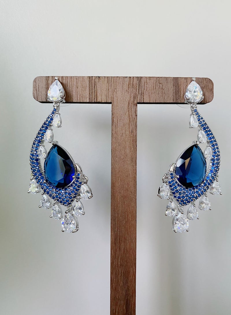 Hanaa 925 Sterling Silver Blue Zicronia Peacock Dangle Earrings with Multiple Rhinestones Gift Box Included for Everyday Wear or Brides  - Image 4