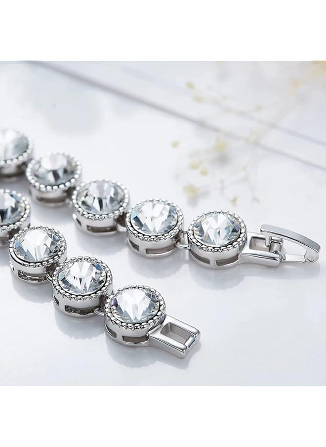 Shining Diva Fashion Latest Stylish Platinum Plated Crystal Gift Bracelet For Women And Girls 14609B  - Image 3
