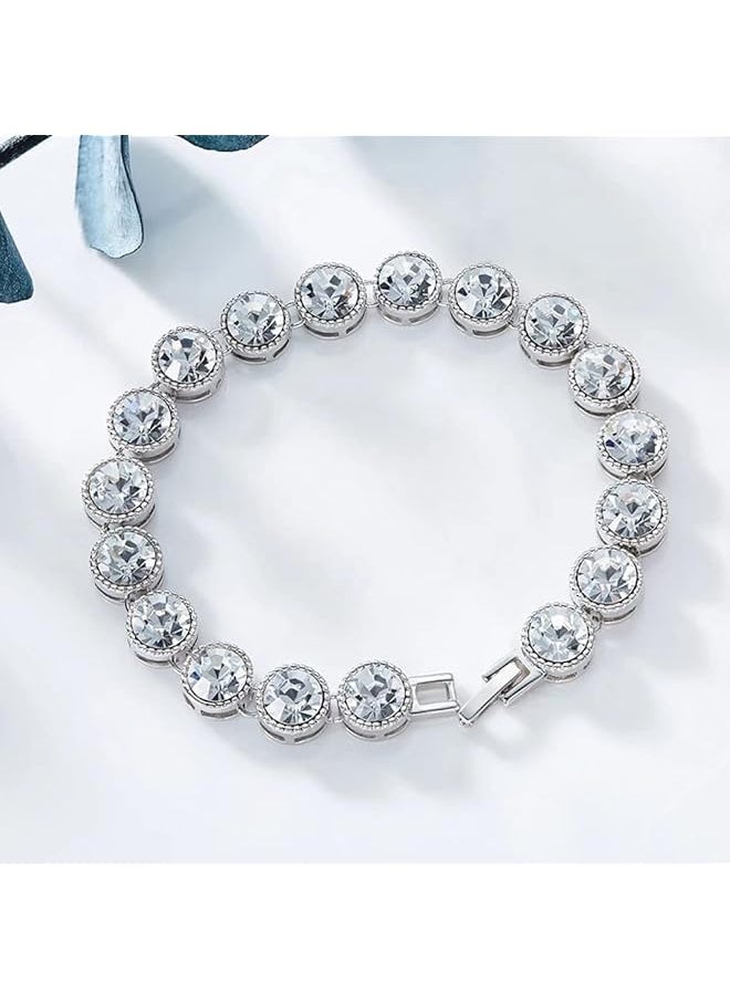 Shining Diva Fashion Latest Stylish Platinum Plated Crystal Gift Bracelet For Women And Girls 14609B  - Image 2