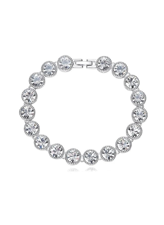 Shining Diva Fashion Latest Stylish Platinum Plated Crystal Gift Bracelet For Women And Girls 14609B  - Image 1