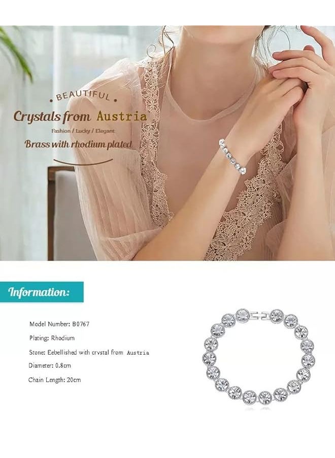 Shining Diva Fashion Latest Stylish Platinum Plated Crystal Gift Bracelet For Women And Girls 14609B  - Image 5
