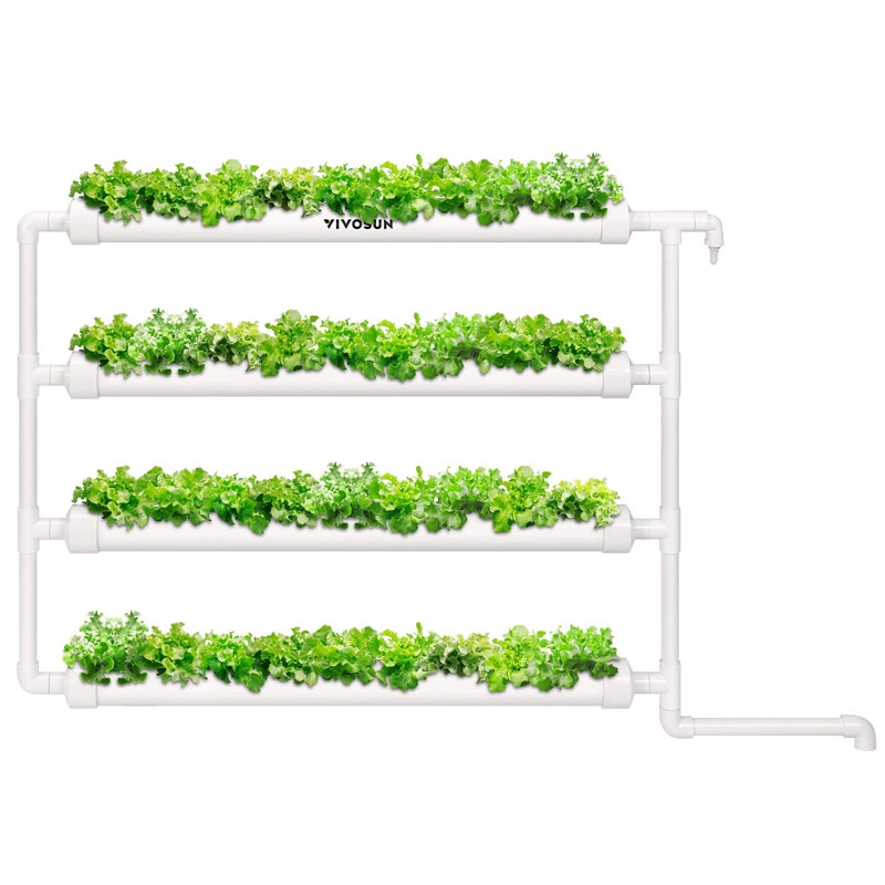 VIVOSUN Wall-Mounted Hydroponic Grow Kit, 1 Layers 36 Plant Sites 4 Food-Grade PVC-U Pipes Hydroponics Planting System with Water Pump, Pump Timer, Nest Basket and Sponge for Leafy Vegetables - Image 1