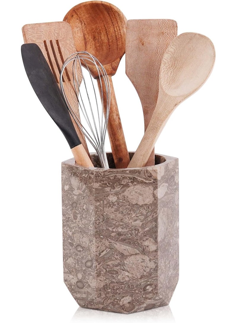 RADICALn Handmade Oceanic Marble Utensil Holder 6.5 Inch Kitchen Counter Utensil Crock Spoon Spatula Holder Cooking Utensil Organizer Natural Stone Home Gift - Image 1
