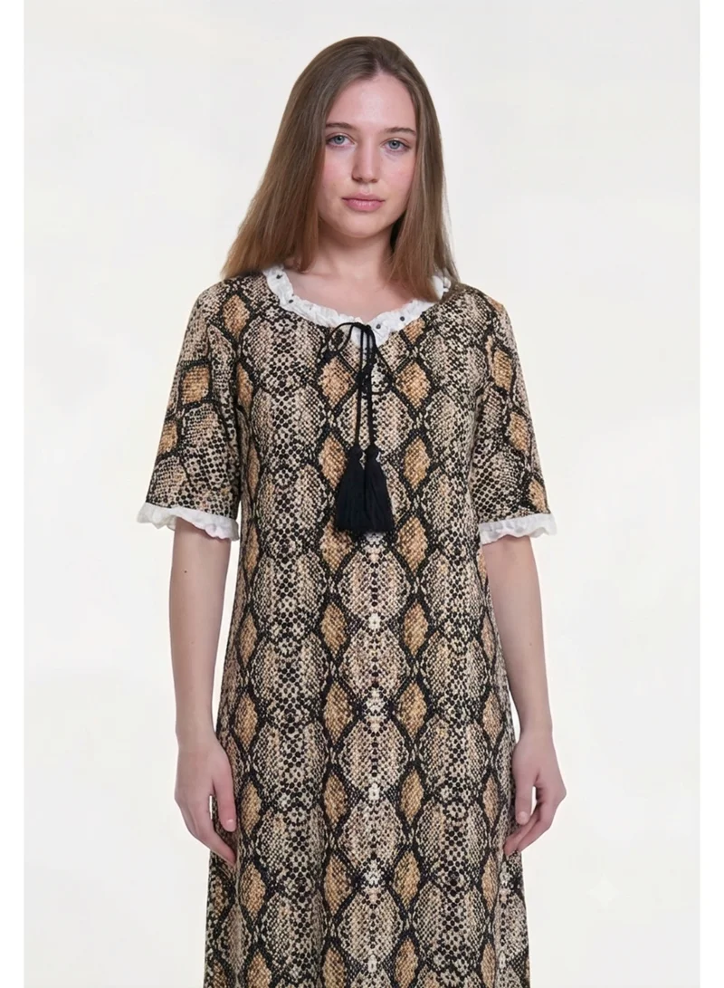 AL BENT AL SHARQIEH Women's Printed Cotton Maxi Dress - Home wear Sleeping Dress