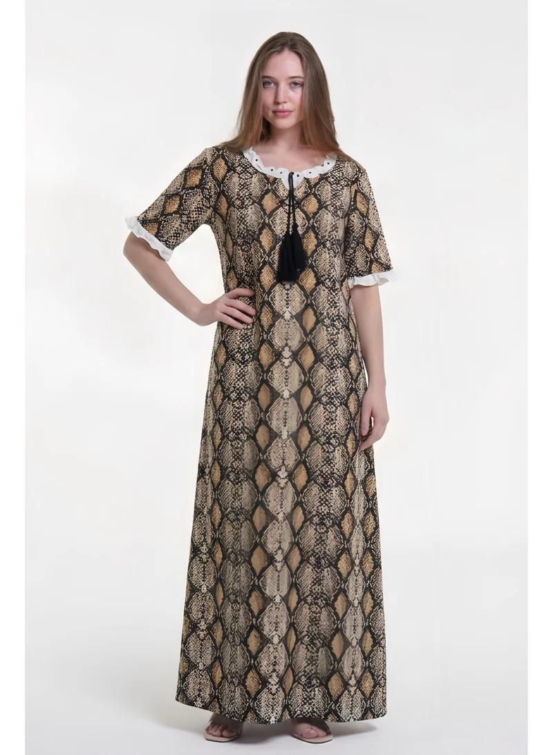 AL BENT AL SHARQIEH Women's Printed Cotton Maxi Dress - Home wear Sleeping Dress
