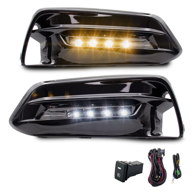 WEZEMLIGHT LED DRL Turn Signal Fog Lights Lamps Assembly Replacement For 20182020 Honda Accord Included SwitchWiring KitClear Lens