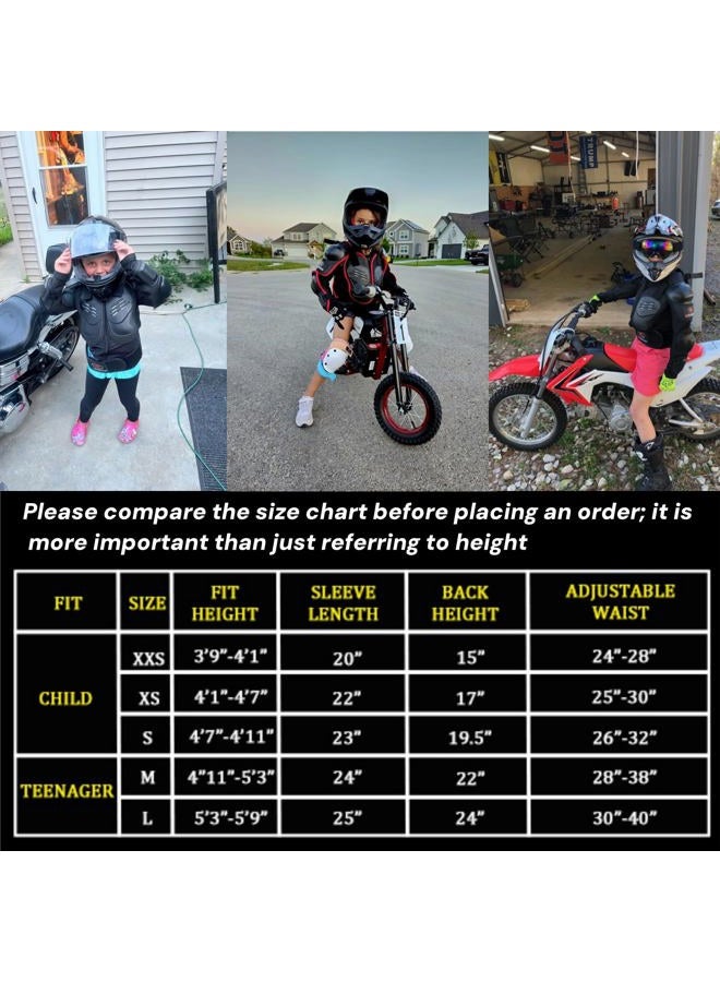 RIDBIKER Youth Dirt Bike Gear Riding Chest Spine Protector Youth Motorcycle Jacket with Armor Guards Set for Motocross Teenager Full Body Protector with Elbow Knee Shin Guards - Image 2