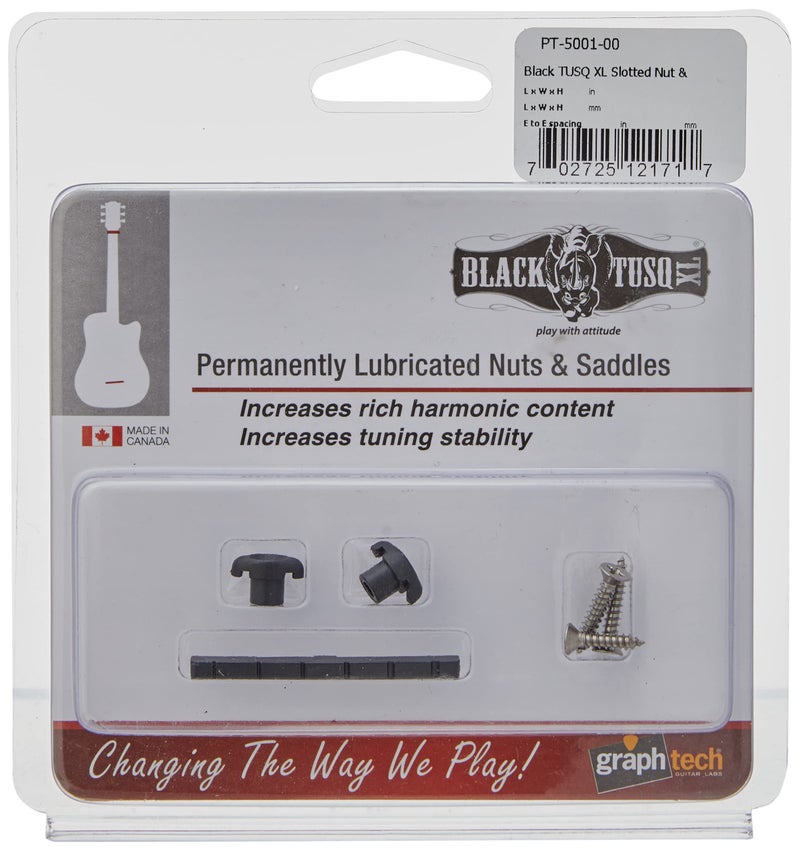 GRAPH TECH GUITAR LABS Black TUSQ XL by Graph Tech Slotted Nut & 2 Retainers Pak PT-5001-00 - Image 1
