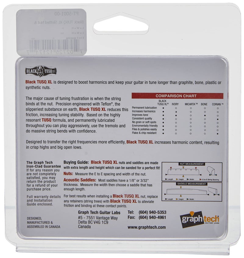GRAPH TECH GUITAR LABS Black TUSQ XL by Graph Tech Slotted Nut & 2 Retainers Pak PT-5001-00 - Image 2