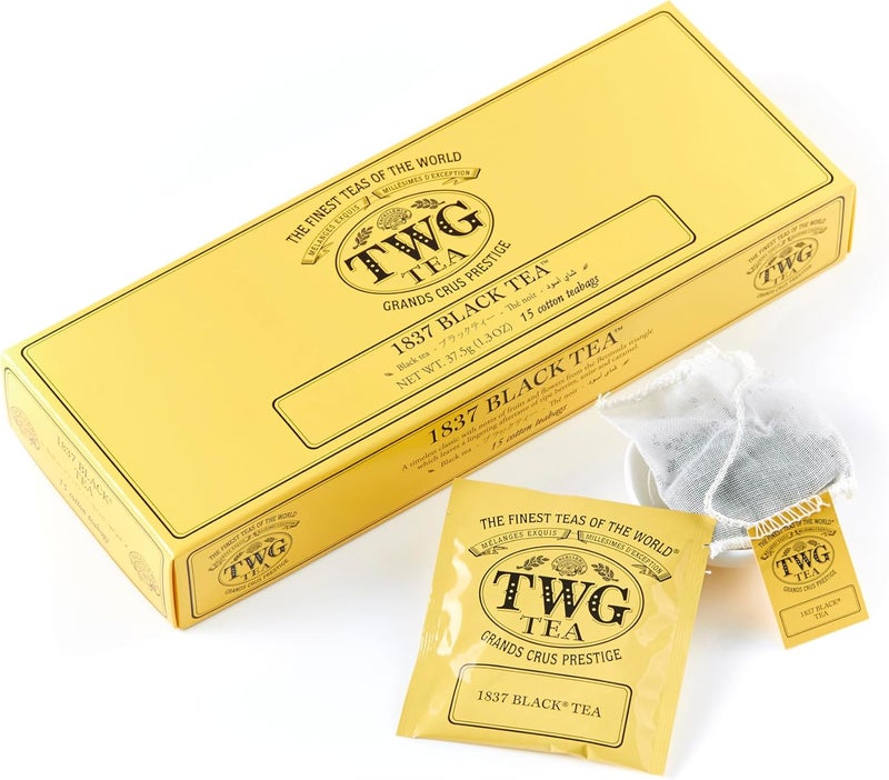TWG Tea 1837 Black Tea Gift Set - 15 Hand Sewn Cotton Tea Bags with Fruits & Flowers - Image 1