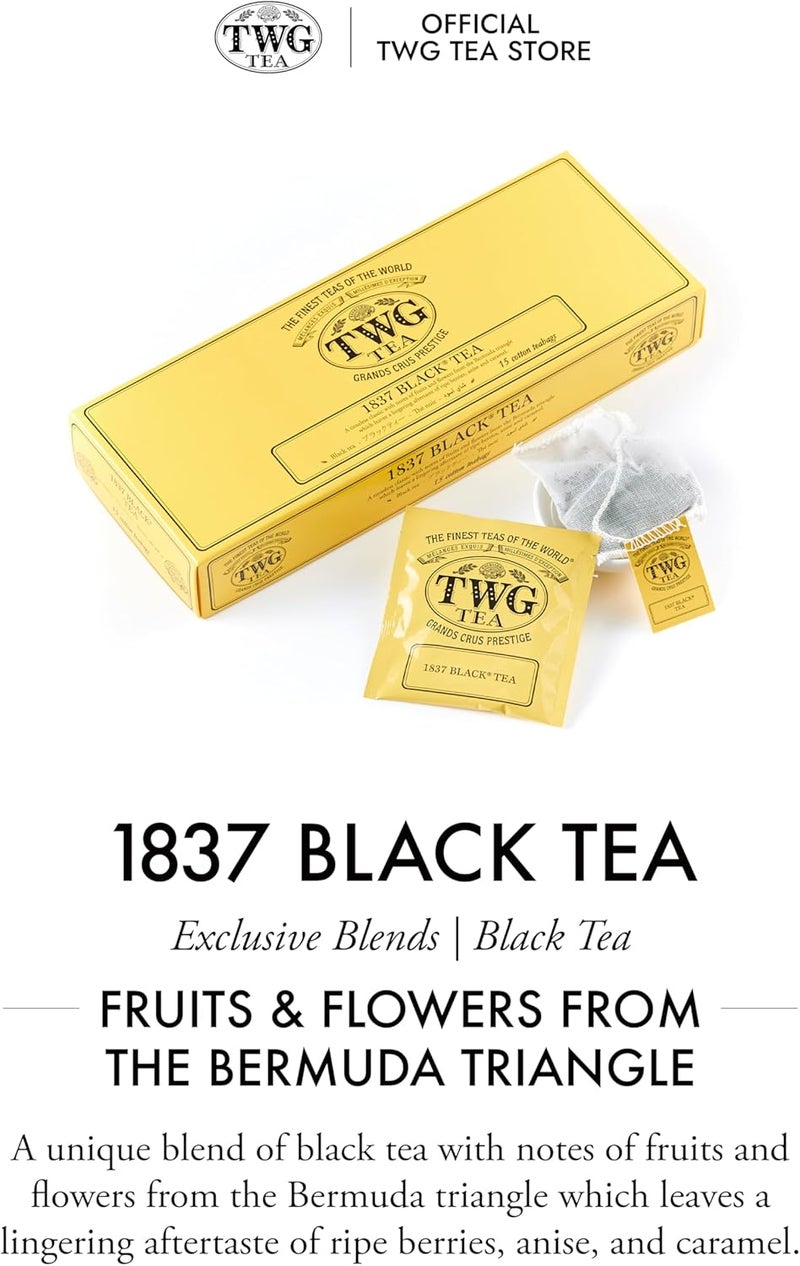 TWG Tea 1837 Black Tea Gift Set - 15 Hand Sewn Cotton Tea Bags with Fruits & Flowers - Image 3