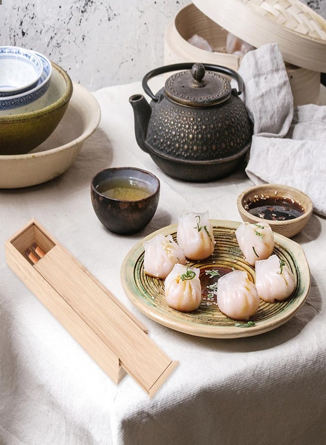 SHOWERORO 1pc Box Bamboo Rectangular Meal Travel Flatware Case Spoon Organizer Spoon Storage Case Silverware Organizer with Lid Bamboo Utility Drawer Organizer Slide Fork Small Work - Image 3