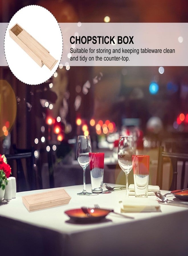 SHOWERORO 1pc Box Bamboo Rectangular Meal Travel Flatware Case Spoon Organizer Spoon Storage Case Silverware Organizer with Lid Bamboo Utility Drawer Organizer Slide Fork Small Work - Image 5