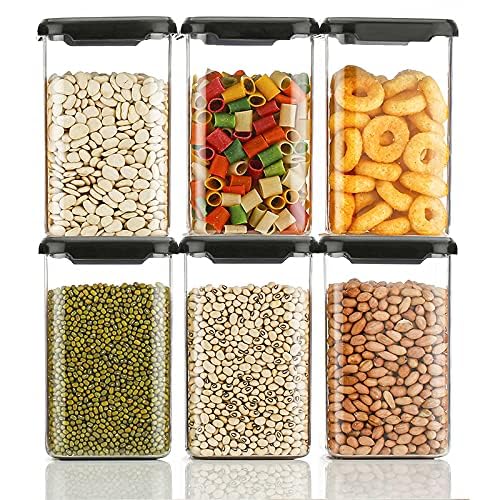 Kitchwell 1100 ML Square Plastic Storage Jar and Container | Air Tight Containers For Kitchen Storage Set | Pantry Organization | Storage Box Lid Food Rice Pasta Pulses Container | Container Sets (12) - Image 3