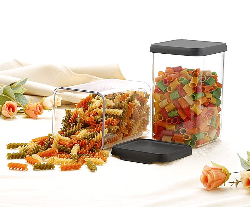 Kitchwell 1100 ML Square Plastic Storage Jar and Container | Air Tight Containers For Kitchen Storage Set | Pantry Organization | Storage Box Lid Food Rice Pasta Pulses Container | Container Sets (12) - Image 4