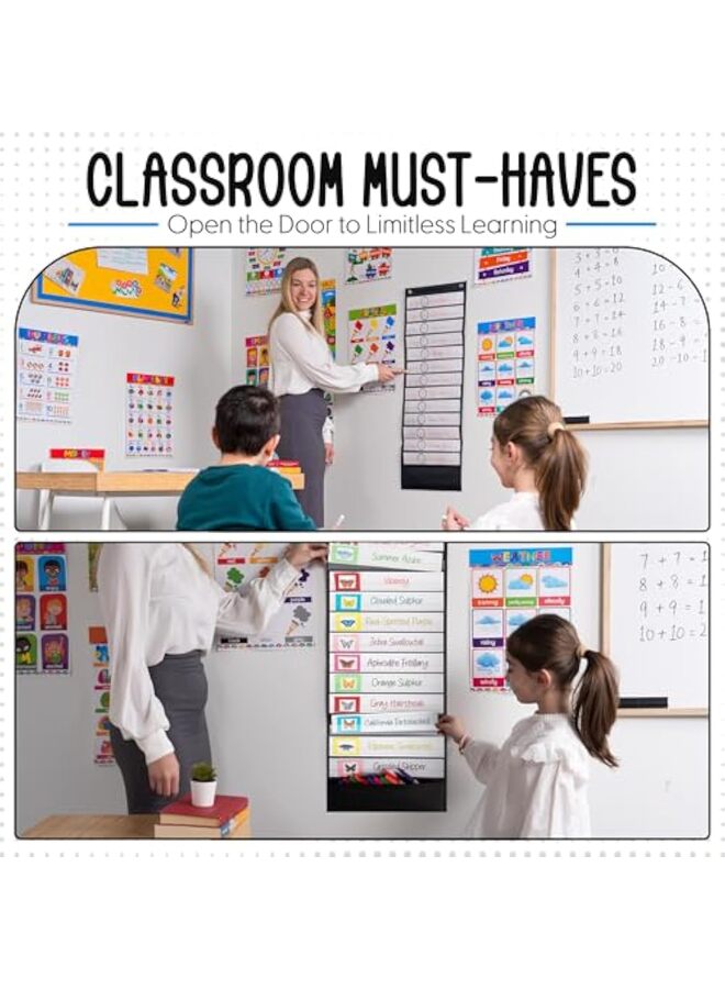 مخطط جيب للجدول اليومي مكون من 14 جيبًا، جدول مرئي فائق المتانة للأطفال، مخطط قابل للعكس سهل الاستخدام لشرائط الجمل - Image 4