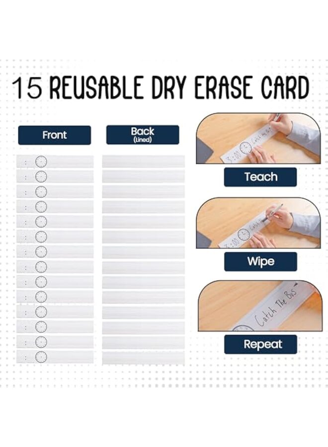 مخطط جيب للجدول اليومي مكون من 14 جيبًا، جدول مرئي فائق المتانة للأطفال، مخطط قابل للعكس سهل الاستخدام لشرائط الجمل - Image 2