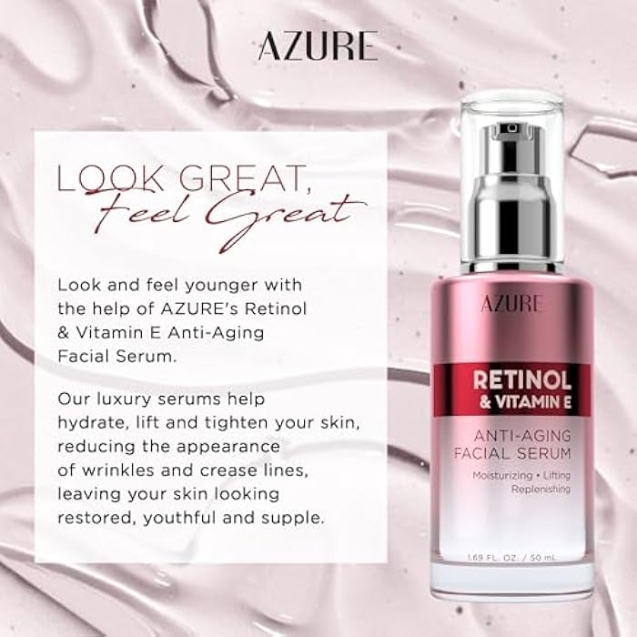 Azure Cosmetics Retinol Serum For Face - Dermatologist Tested, Anti Aging for Dark Spots & Skin Smoothing - Vitamin E for Replenishing & Skin Renewal - Vegan, Clean Beauty, Korean Skin Care - 2 Pack - Image 3