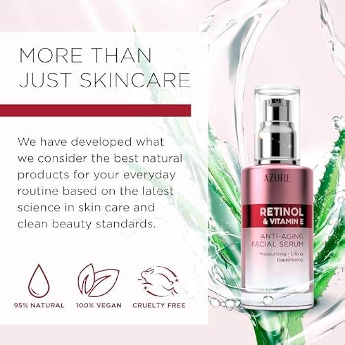 Azure Cosmetics Retinol Serum For Face - Dermatologist Tested, Anti Aging for Dark Spots & Skin Smoothing - Vitamin E for Replenishing & Skin Renewal - Vegan, Clean Beauty, Korean Skin Care - 2 Pack - Image 5