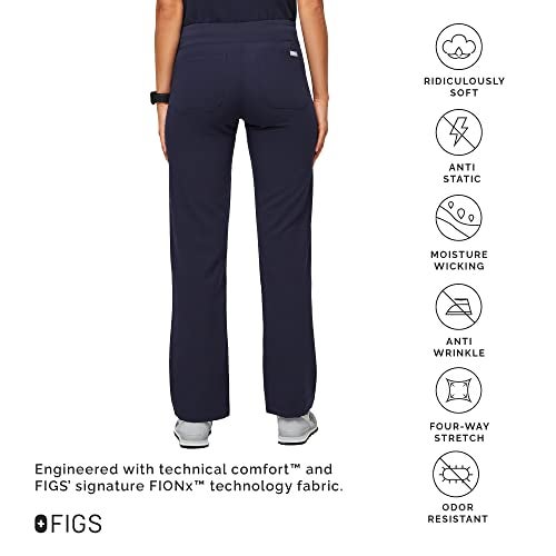 FIGS Livingston Basic Scrub Pants for Women — Yoga Waistband, 2 Pockets, Classic Straight Leg Fit – Navy, XX-Small-Tall - Image 3