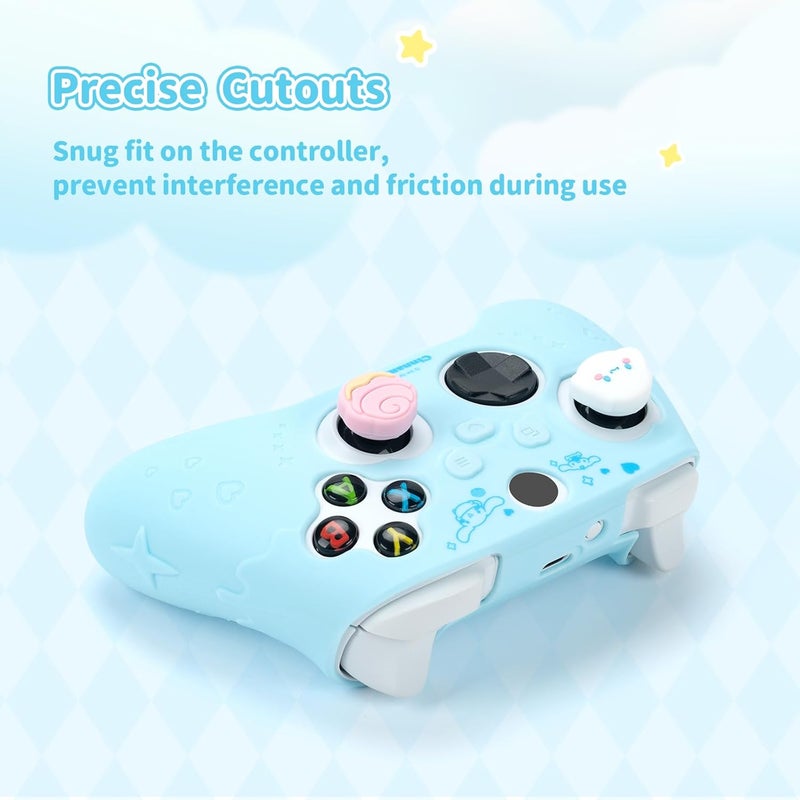 Kuitmor Cute Cover Skin for Xbox Series X Controller,Soft Silicone Protective Case,Ergonomic Protective Cover Skin Case Compatible with Xbox Wireless Controller with 2 Thumb Grip Caps (Blue) - Image 4