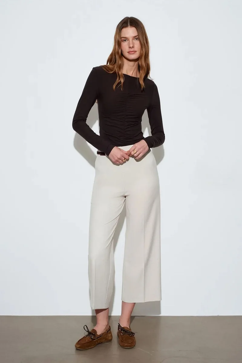 Dilvin Black DILVIN Slim Fit Boat Neck Long Sleeve Blouse for Women | Best Price UAE