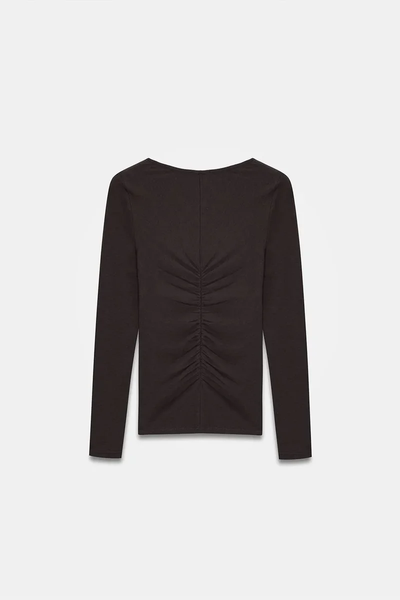 Dilvin Black DILVIN Slim Fit Boat Neck Long Sleeve Blouse for Women | Best Price UAE