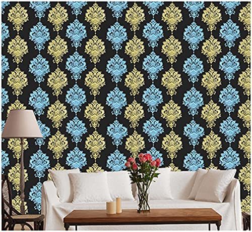 ROSASTELLA Self Adhesive Waterproof Damask Pattern Wallpaper Decals Wall Furniture Decoration PVC Vinyl Oil Proof Wall Sticker (45 x 304 cm) (Multicolor-3) - Image 3