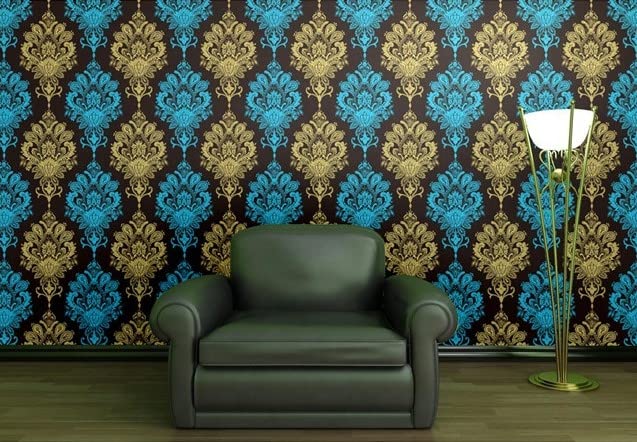 ROSASTELLA Self Adhesive Waterproof Damask Pattern Wallpaper Decals Wall Furniture Decoration PVC Vinyl Oil Proof Wall Sticker (45 x 304 cm) (Multicolor-3) - Image 4