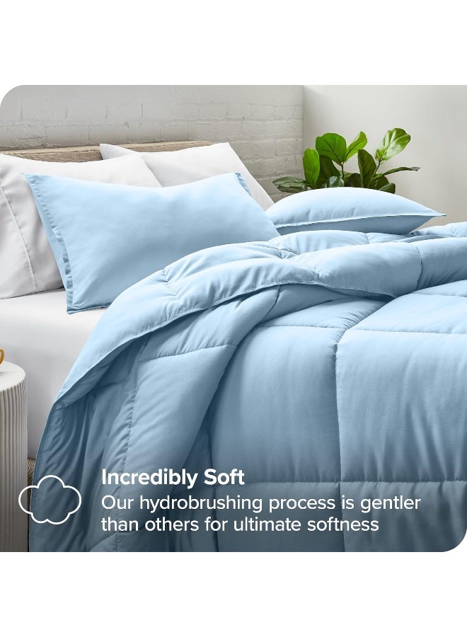 Bare Home Comforter Set  TwinTwin Extra Long Size  UltraSoft  Goose Down Alternative  Premium 1800 Series  All Season Warmth TwinTwin XL Light Blue - Image 4