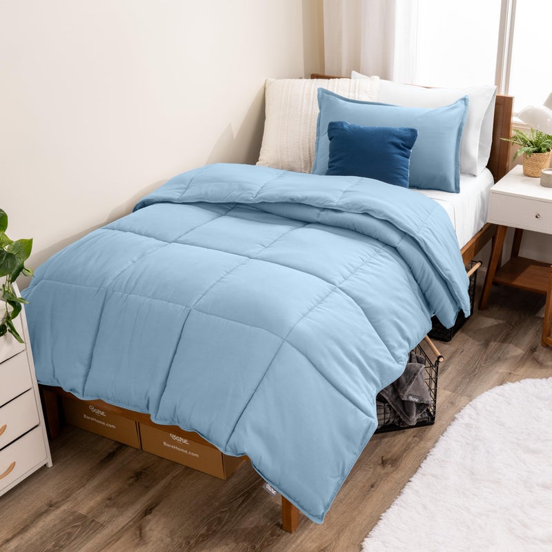Bare Home Comforter Set  TwinTwin Extra Long Size  UltraSoft  Goose Down Alternative  Premium 1800 Series  All Season Warmth TwinTwin XL Light Blue - Image 1