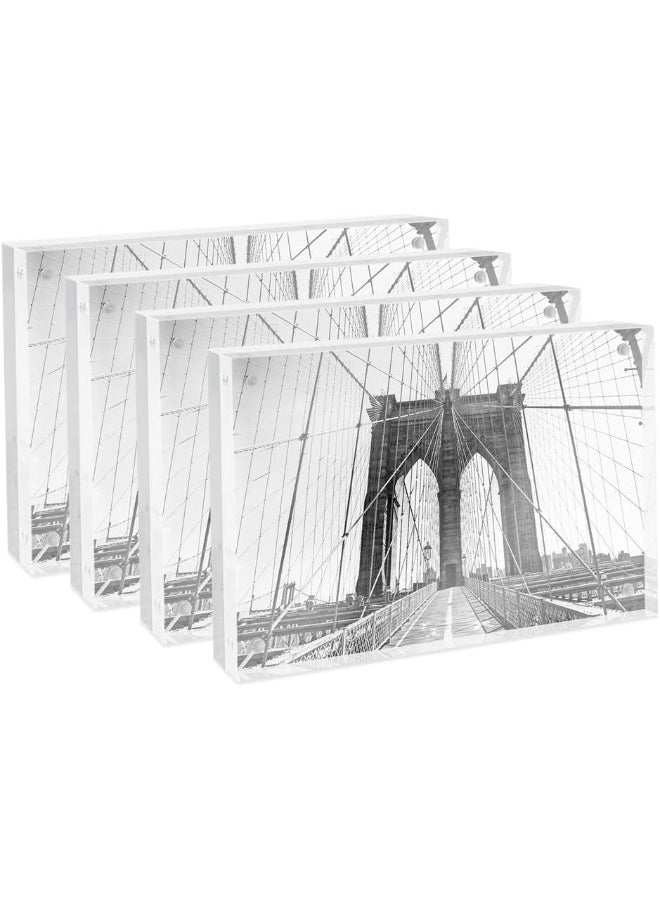 Isaac Jacobs 4â€ x 6â€ (4-Pack) Super Thick [23MM Thickness] Clear Acrylic Magnetic Block Picture Frame, Double-Sided, Frameless, Freestanding, Floating Photos, for Desktop & Tabletop Display (4x6) - Image 4