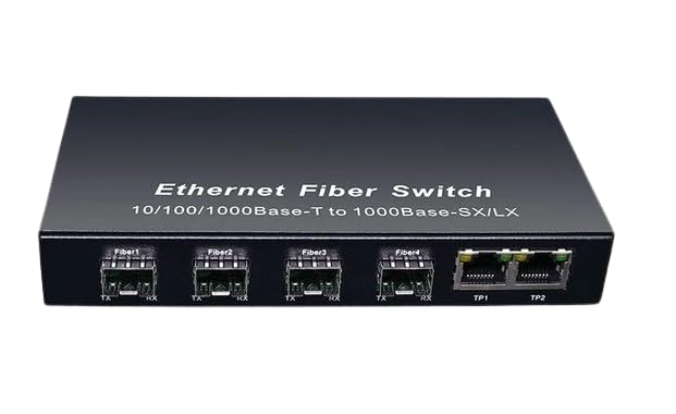 Hanutech Unmanaged 4 Port Fiber Switch Gigabit-4*SFP Fiber Port 1.25G (Without SFP Module) 2 RJ45 UTP Port, Compatible with All Brand SFP Module 0-120KM-1 Year Warranty - Image 1
