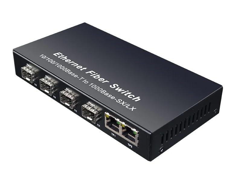Hanutech Unmanaged 4 Port Fiber Switch Gigabit-4*SFP Fiber Port 1.25G (Without SFP Module) 2 RJ45 UTP Port, Compatible with All Brand SFP Module 0-120KM-1 Year Warranty - Image 2