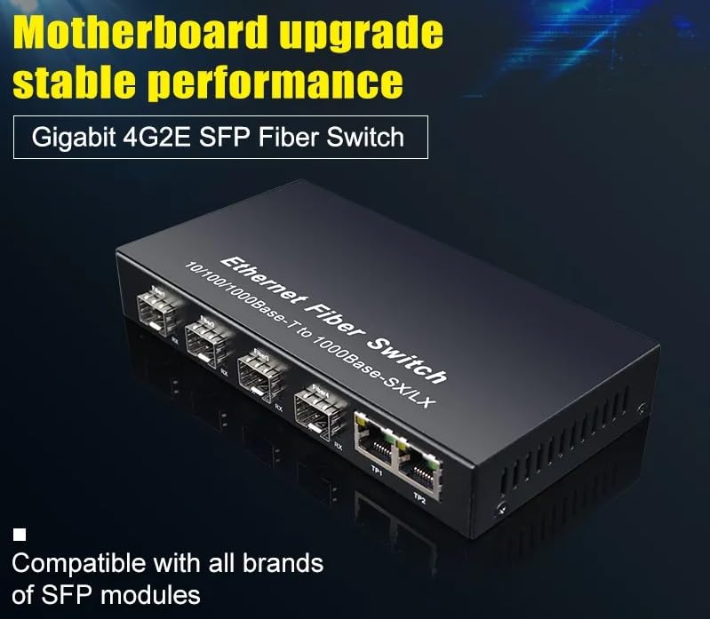 Hanutech Unmanaged 4 Port Fiber Switch Gigabit-4*SFP Fiber Port 1.25G (Without SFP Module) 2 RJ45 UTP Port, Compatible with All Brand SFP Module 0-120KM-1 Year Warranty - Image 4