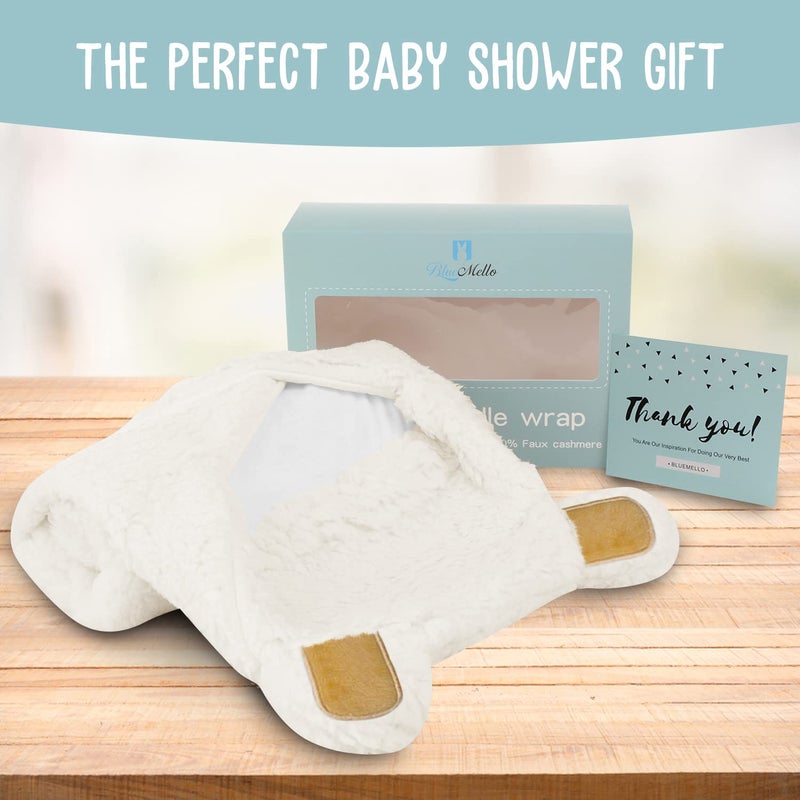 BlueMello Baby Bear Swaddle Blanket | Ultra-Soft Plush Essential for Infant 0-6 Months | Receiving Swaddling Wrap White | Ideal Newborn Registry and Toddler Accessories | Perfect Baby Boy Shower Gift - Image 5