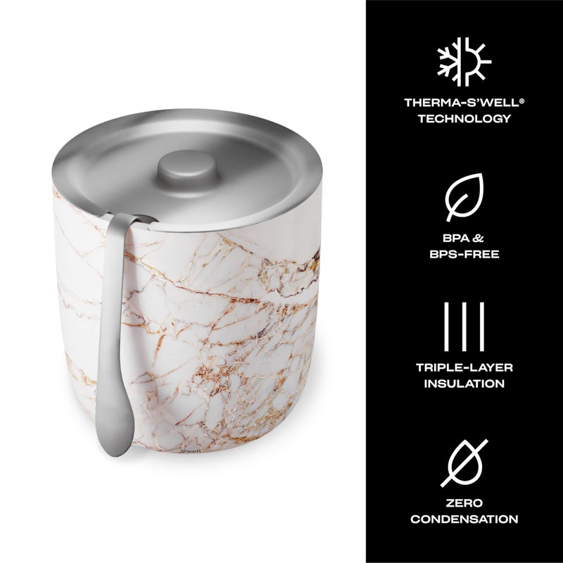 S'well 67oz Stainless Steel Ice Bucket with Tongs - Triple-Layered Vacuum-Insulated, BPA-Free Barware - Image 4