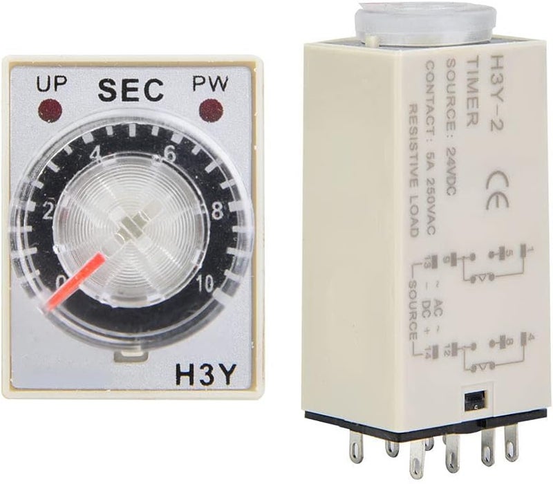 H3Y2 24VDC Time Relay Delay Timer Adjustable Transparent Dial 8 Pins Industrial Control 10S Size - Image 5