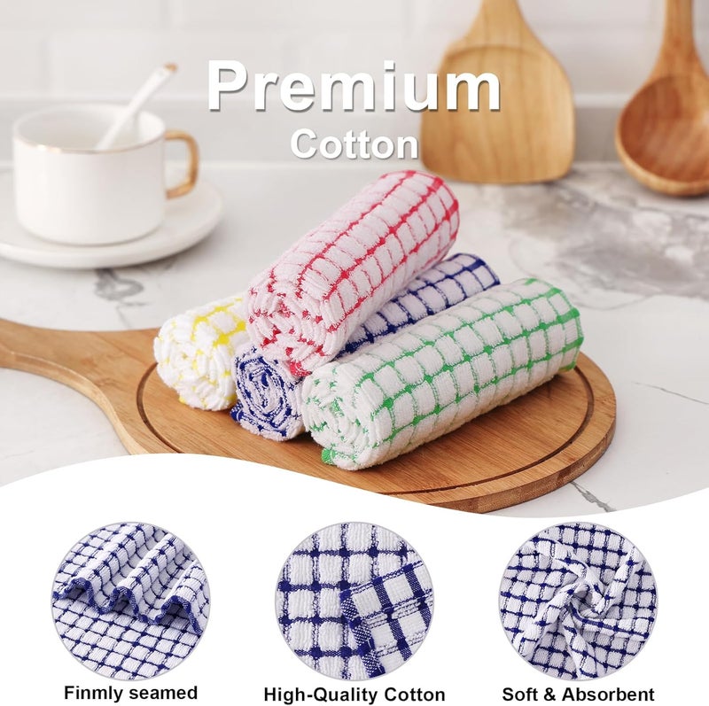 Kitinjoy Cotton 8 Pack Terry Kitchen Dish Cloths 12 x 12 Inches Super Soft and Absorbent Dish Rags Quick Drying Dish Towels for Washing Dishes Blue - Image 2
