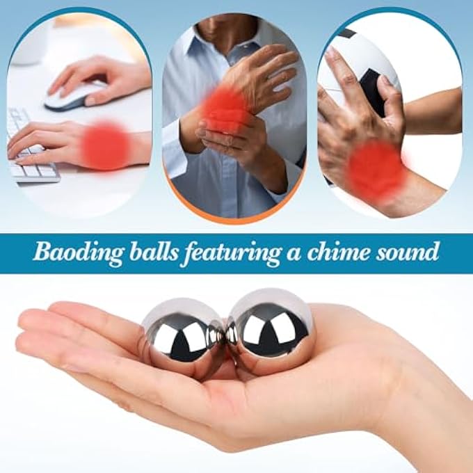 varlty 1.5-inch Baoding Balls with Chime: Stainless Steel Baoding Balls,Fidget Toys, Fidget Toys Adults, Desk Fidgets Toys for Office Stress/Anxiety Relief,Adults Gifts - Image 3