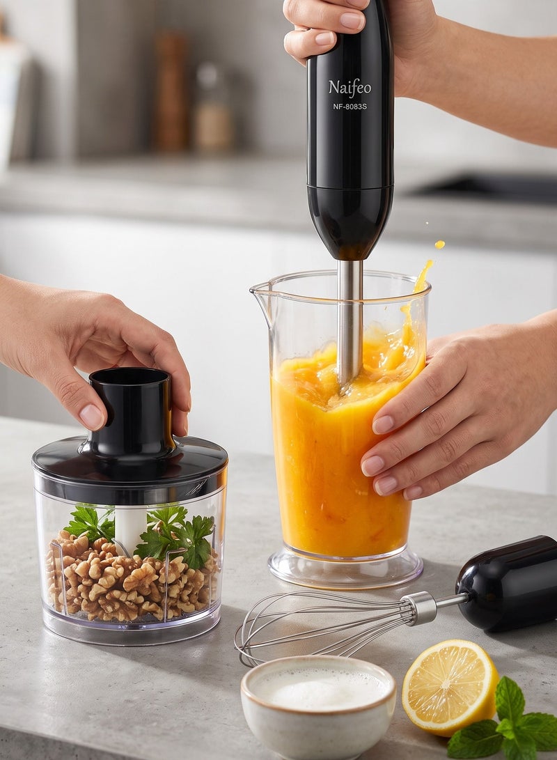 3-In-1 Hand Blender Set Power 400W Stainless Steel Multi Functional Handheld Mixer with Chopper Whisk and Beaker - Image 1