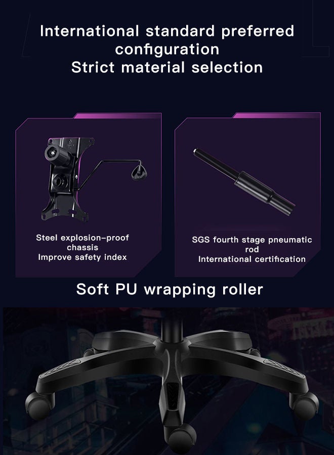 Sharpdo كرسي ألعاب كرسي مكتب مع مسند قدم كرسي سباق مريح جلد قابل للإمالة كرسي فيديو ألعاب ذراع قابلة للتعديل خلفية مرتفعة كرسي لاعب مع مسند رأس ودعم قطني - Image 5