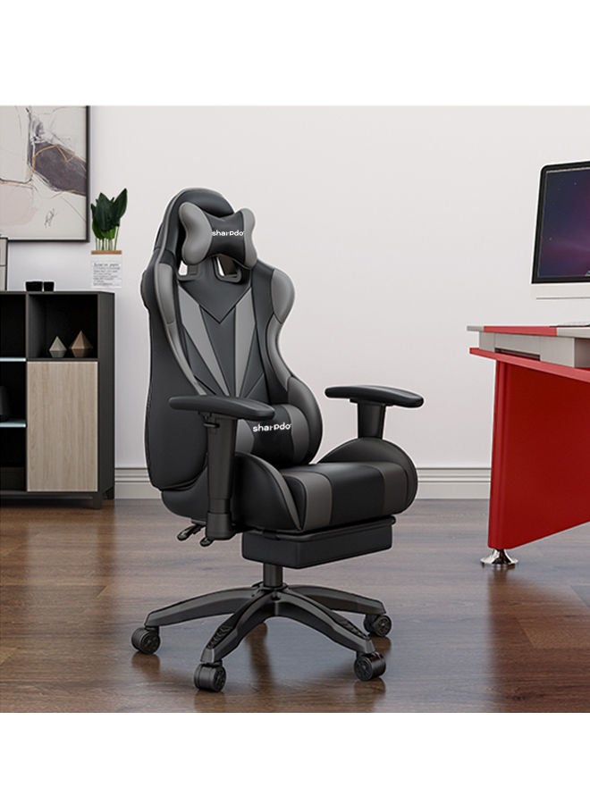 Sharpdo كرسي ألعاب كرسي مكتب مع مسند قدم كرسي سباق مريح جلد قابل للإمالة كرسي فيديو ألعاب ذراع قابلة للتعديل خلفية مرتفعة كرسي لاعب مع مسند رأس ودعم قطني - Image 2
